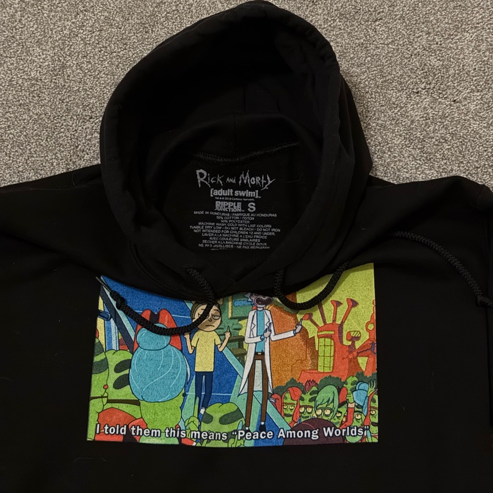 Rick & Morty Size Small “Peace Among Worlds” Hoodie